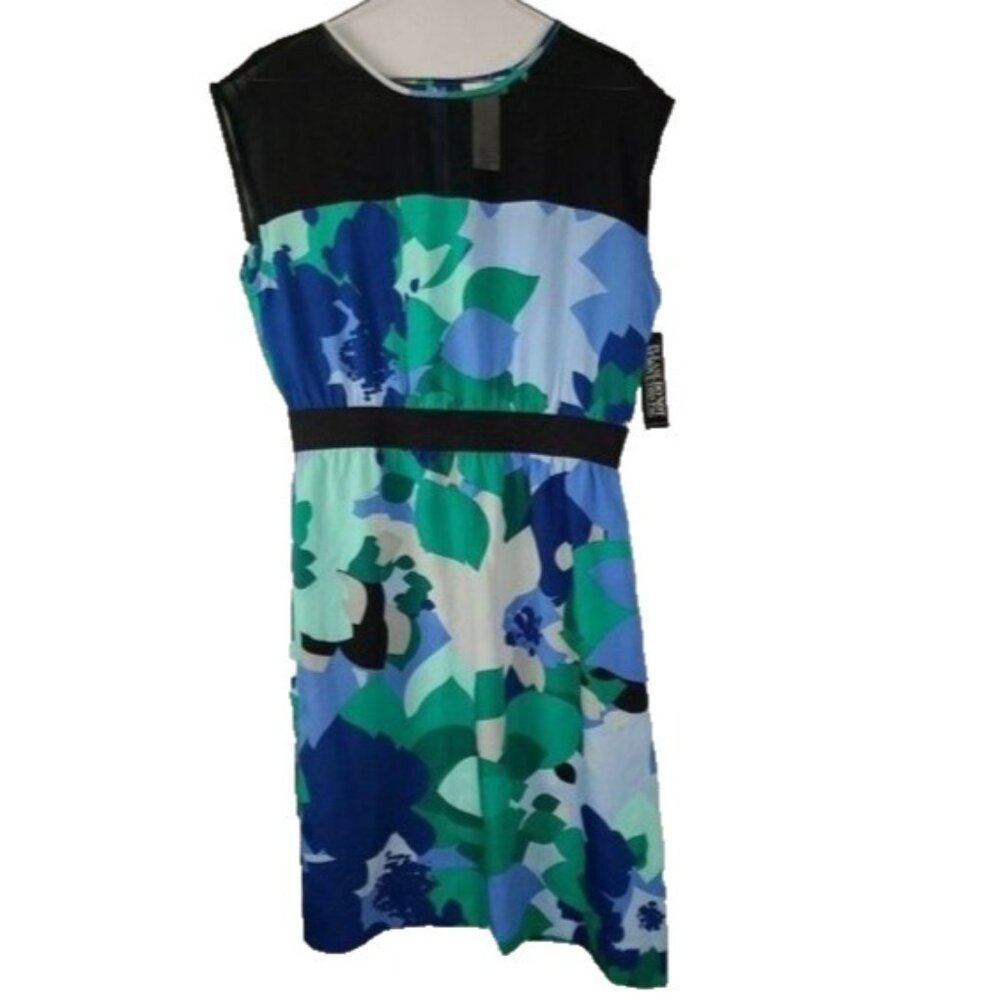 New York & Company Blue Floral Sheath Dress Medium Sleeveless Casual New